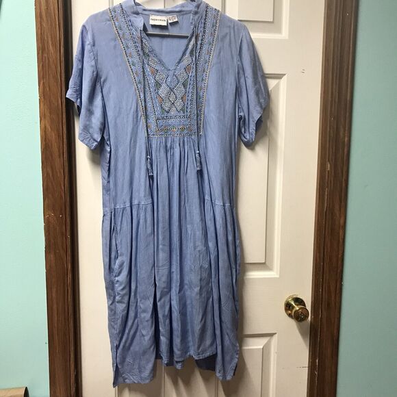 Raya Sun Women Blue Dress M Used Has Pockets - Picture 2 of 6
